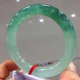 Grade A Jadeite Ice Floating Flower Green Jade Bangle