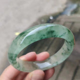 Jade Bracelet Ice Floating Green Flower Jadeite Bangle