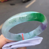 Natural Floating Flower Jadeite Bangle