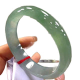 Natural Myanmar Jadeite Bangle for Women Light Green Floating Flowers