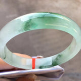 Natural Burma Jade Bangle Grade A Genuine Jadeite Ice Moistening Floating Green Flower