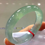 Natural Myanmar Jadeite Bangle for Women Light Green Floating Flowers