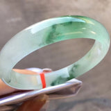 Natural Burma Jade Bangle Grade A Genuine Jadeite Ice Moistening Floating Green Flower