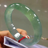 Natural Myanmar Jadeite Bangle for Women Light Green Floating Flowers