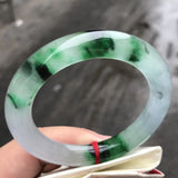 Natural Myanmar Jadeite Bangle for Women Light Green Floating Flowers