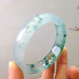 Natural Light Blue Flower Burmese Jadeite Bangle